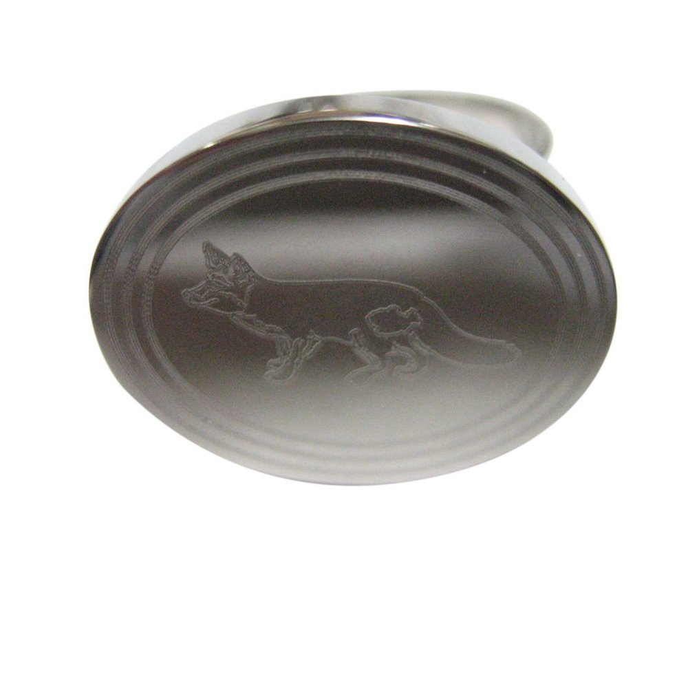 Etched Oval Fox Adjustable Size Ring - image 1